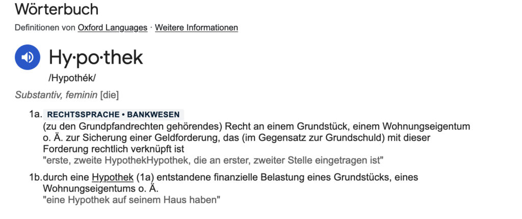 Definition einer Hypothek